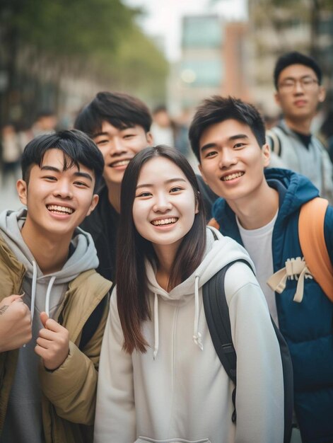 un groupe de jeunes debout l'un à côté de l'autre