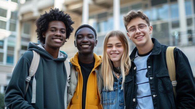 Photo un groupe de jeunes debout ensemble