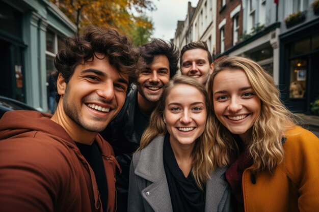 Groupe de jeunes debout ensemble