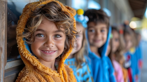 Un groupe de jeunes enfants debout ensemble