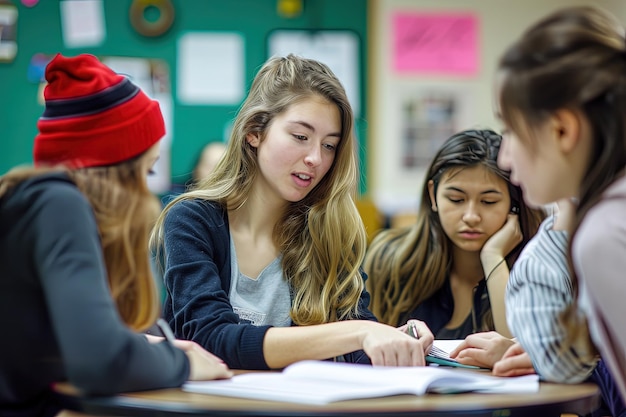 Un groupe de jeunes femmes assises à une table