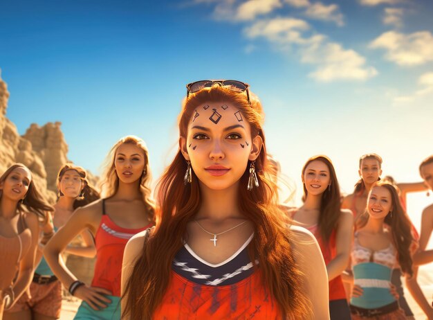 Photo un groupe de jeunes femmes en maillot de bain