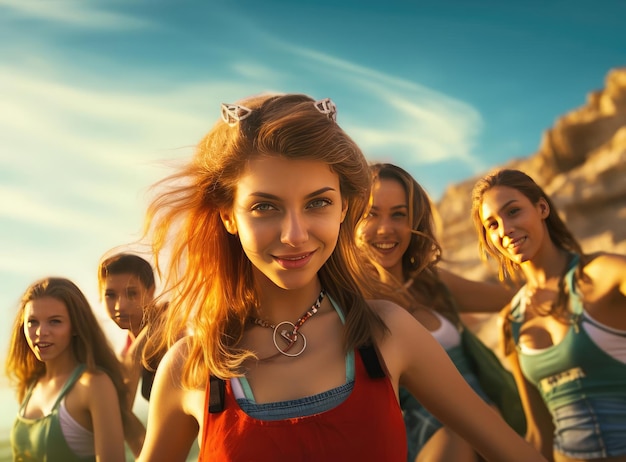 Photo un groupe de jeunes femmes en maillot de bain