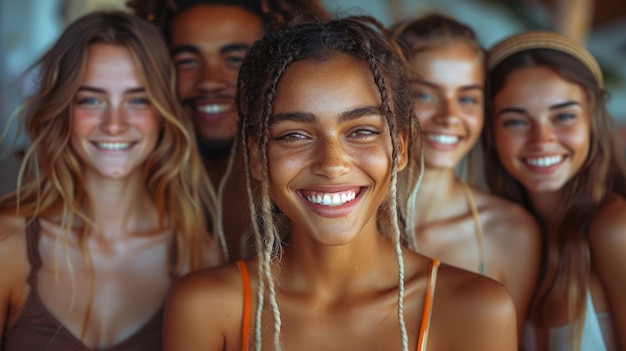 Un groupe de jeunes femmes se tiennent ensemble