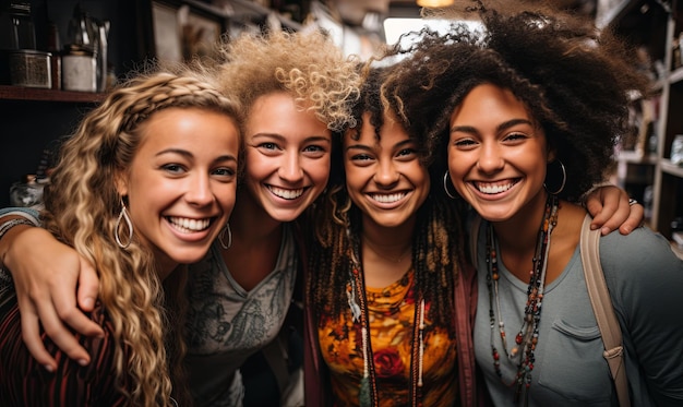 Un groupe de jeunes femmes se tiennent ensemble