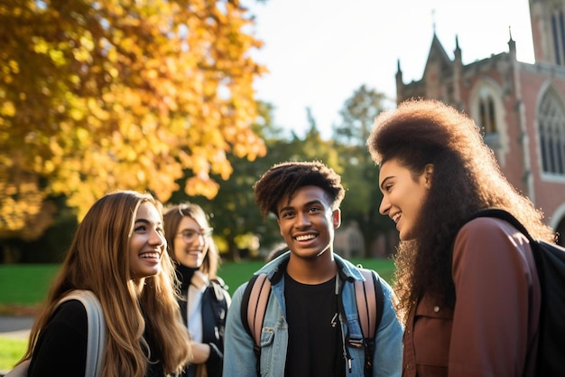 Photo un groupe de jeunes gens souriants dans un parc