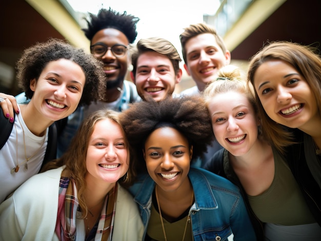 un groupe de jeunes gens souriants et posant pour une photo