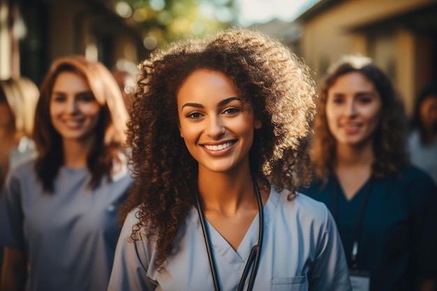 Groupe de jeunes infirmières multi-ethniques souriantes