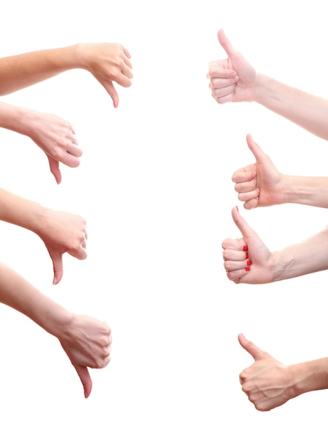Un groupe de jeunes mains isolées sur blanc