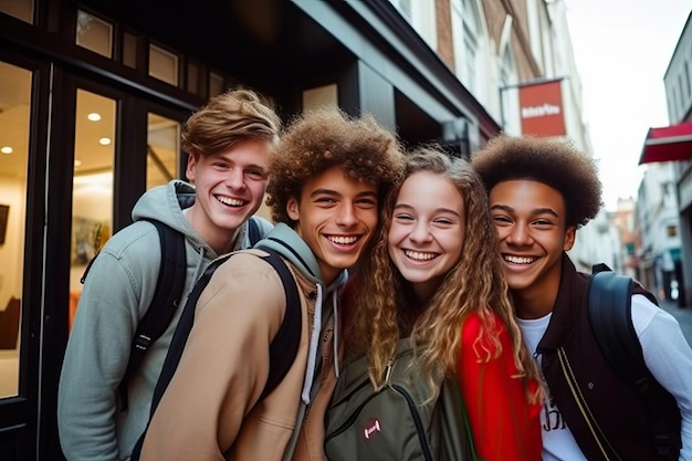 Un groupe de jeunes posant ensemble