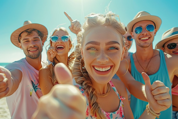 Photo un groupe de jeunes prenant des selfies à l'extérieur