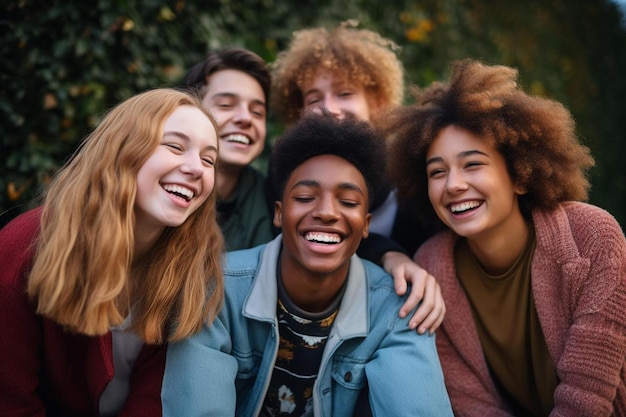 un groupe de jeunes souriant et posant pour une photo.