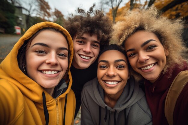 Photo un groupe de jeunes unis