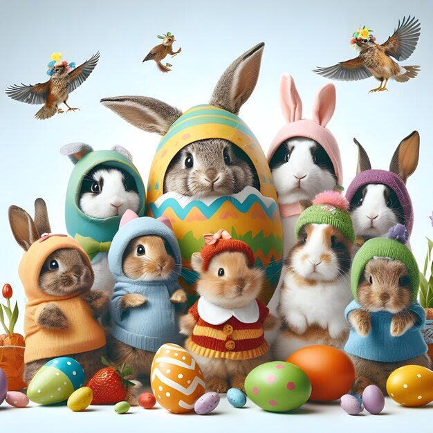 un groupe de jouets de lapin comprenant le lapin lapin et le lapin