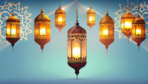 Un groupe de lampes avec les mots ramadan dessus