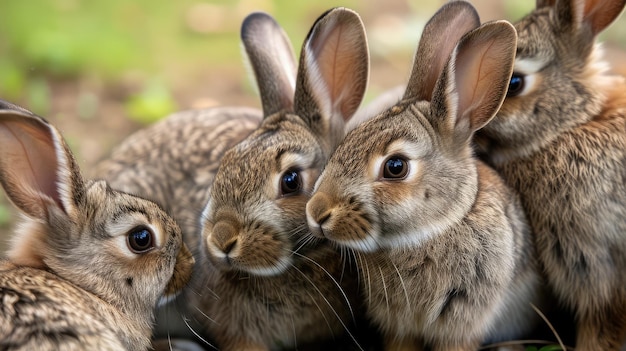 Groupe de lapins en gros plan