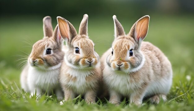 Photo un groupe de lapins qui sont assis dans l'herbe