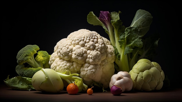 Un groupe de légumes assis sur une table