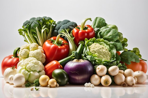 Groupe de légumes sains isolés sur fond blanc