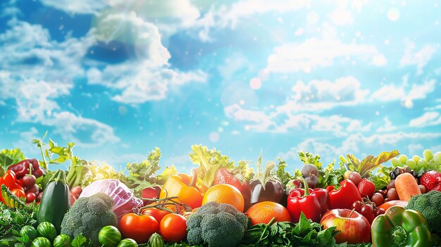 Photo un groupe de légumes, y compris des brocolis, des radis, des tomates et d'autres légumes