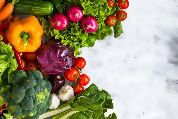 un groupe de légumes, y compris des radis, des radis et des tomates