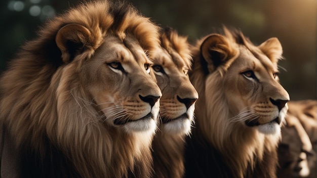 Un groupe de lion hyper réaliste dans la jungle