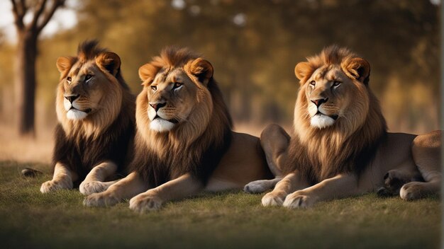 Photo un groupe de lion hyper réaliste dans la jungle