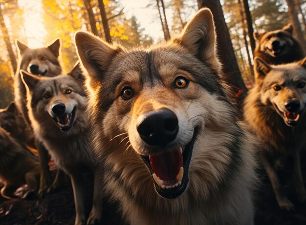 Photo un groupe de loups.