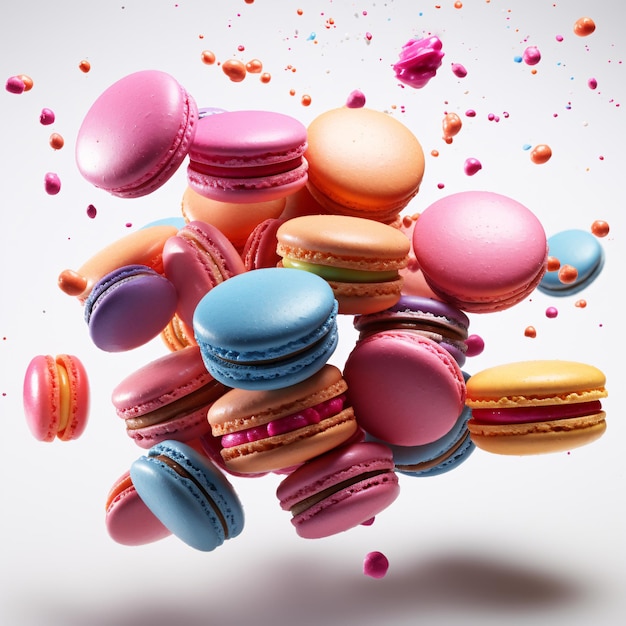 un groupe de macaroons colorés