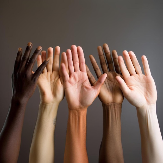 un groupe de mains qui disent "tous"