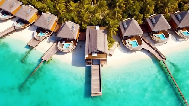 Un groupe de maisons sur une plage