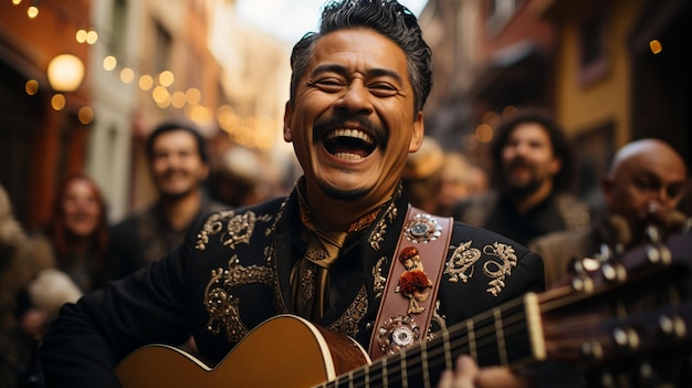 Photo un groupe de mariachi jouant au cinco de background