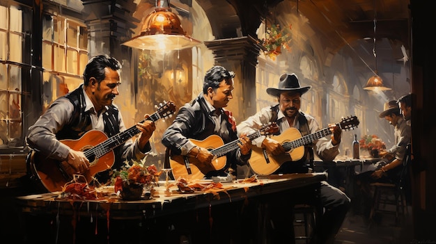 Un groupe de Mariachi qui joue de la sérénade aux dîners à Wallpaper