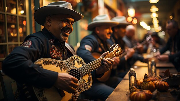 Photo un groupe de mariachi qui joue de la sérénade aux dîners à wallpaper