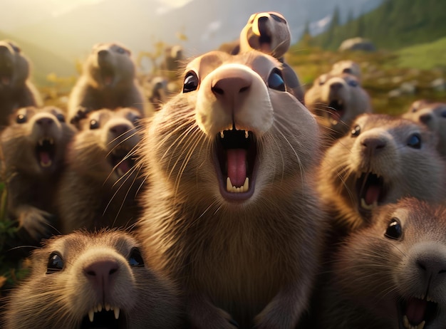 Un groupe de marmottes