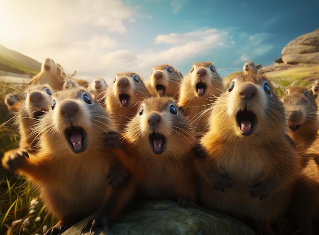 Un groupe de marmottes