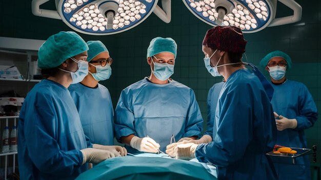 Un groupe de médecins dans la salle d'opération.