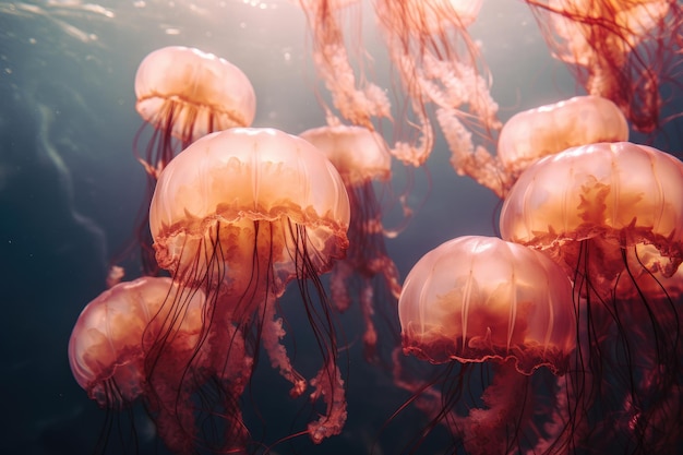 Groupe de méduses flottant dans l'eau
