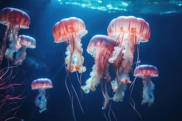 Groupe de méduses flottant dans l'eau