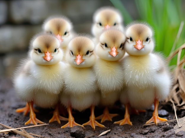 Un groupe de mignons canards dans une photo de cour