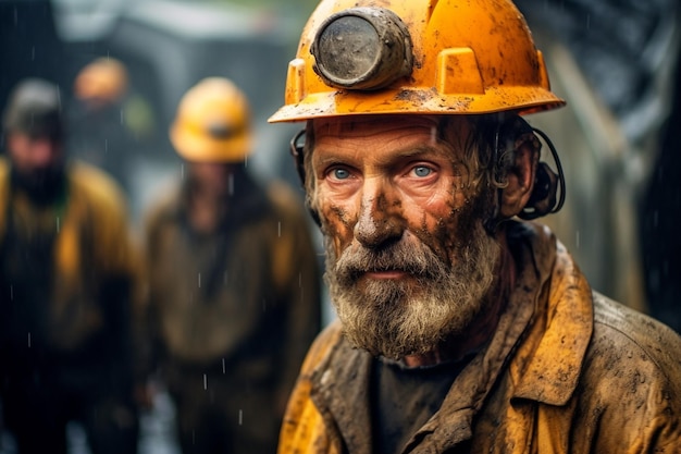 Groupe de mineurs avec des casques dans la mienne