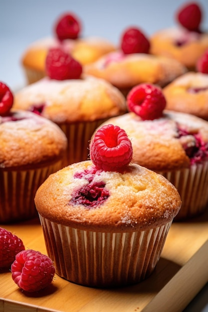 Un groupe de muffins à la framboise