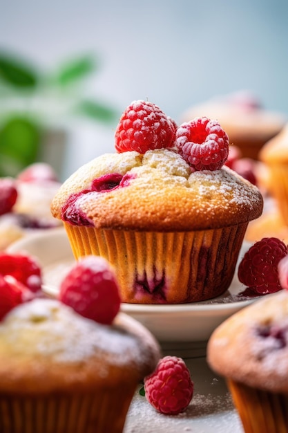 Un groupe de muffins à la framboise