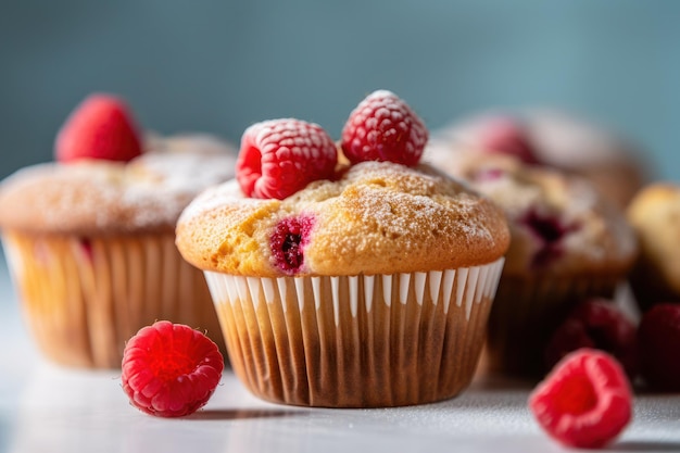 Un groupe de muffins à la framboise