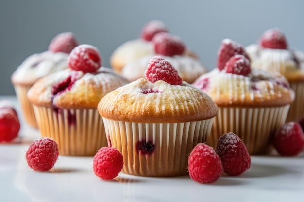 Un groupe de muffins à la framboise