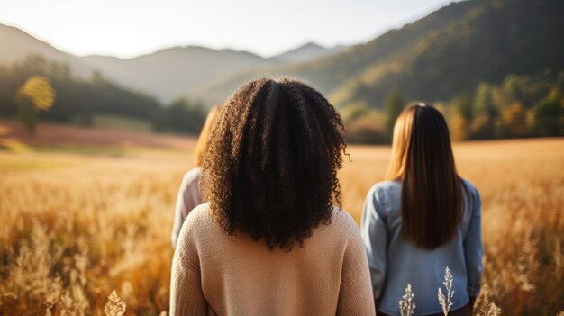 Groupe multiculturel diversifié visant à copier l'horizon espace concept d'unité et de diversité