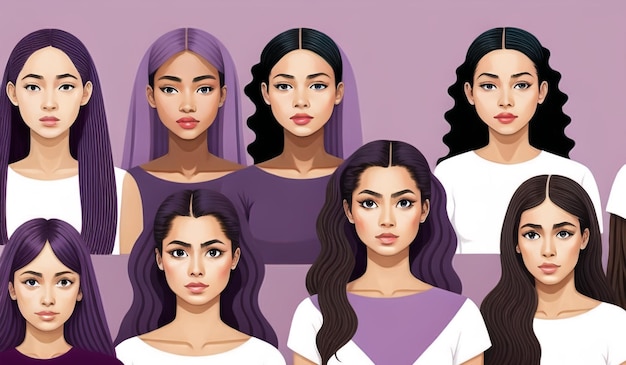 Groupe multiethnique diversifié de femmes de race mixte Égalité et droits des femmes Journée de la femme Illustration Generative AI