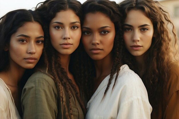 Photo un groupe multiethnique de jeunes femmes