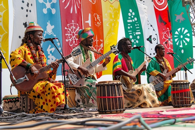 Photo un groupe de musiciens jouant des instruments traditionnels génératifs ai