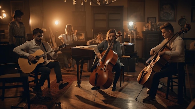 Un groupe de musiciens qui jamment ensemble